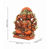 COPPERHOARD Multi Gold Colour Resin Panchmukhi Hanuman Murti Vintage Statue for Home Temple (Saffron)