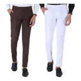 SREY Coffee Slim -Fit Flat Trousers Pack of 2 - None