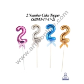 CAKE DECOR™ Plastic Balloon Style 2 Number Cake Topper - 1 Piece-Gold