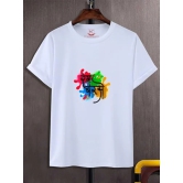 NITYANAND CREATIONS Round Neck White Holi T-Shirt for MEN-HOLI-T-SHIRT-11576-M