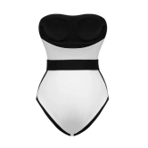 Women One piece Monokini Bandeau Top Swimwear-M / White