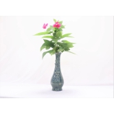 Khurja Pottery Flower Vase Bottle Shape Green Colour 10 Inches