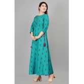 Smien - Turquoise Rayon Womens Anarkali Kurti ( Pack of 1 ) - None