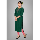 haya fashion - Green Rayon Women's Straight Kurti ( Pack of 1 ) - None