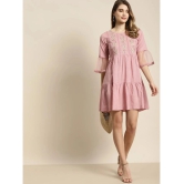 Juniper Cotton Blend Embroidered Mini Womens Fit & Flare Dress - Pink ( Pack of 1 ) - None