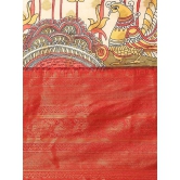 Women's Kalamkari Print with Regal Weave Silk Saree With Unstiched Blouse Piece