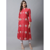 Pistaa Viscose Printed Front Slit Women''s Kurti - Red ( Pack of 1 ) - None