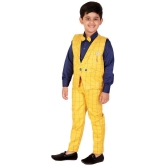 DKGF Fashion - Yellow Cotton Blend Boys Shirt & Pants ( Pack of 1 ) - None