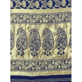 Om Shantam Sarees - Navy Blue Banarasi Silk Saree With Blouse Piece ( Pack of 1 ) - Navy Blue