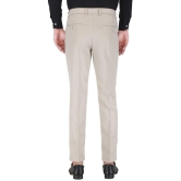 Playerz Poly Blend Slim -Fit Solid Beige Men's Trousers Single Pack - None