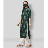 Juniper Rayon Printed Straight Womens Kurti - Green ( Pack of 1 ) - XXL