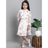 MINI & MING Girls Floral Printed Bell Sleeve Georgette Fit & Flare Dress