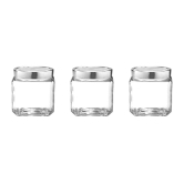 Yera X-Series KSM 320 ML Glass Storage Jar with Steel Lid | Transparent | Set of 3 Pcs