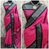 Beautiful Cotton Silk Saree with Blouse piece-Pink