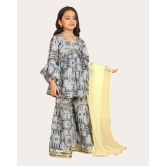 Girls Gharara Suite Set with Dupatta-Grey / 12 - 13 Years