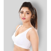 Dermawear White Poly Cotton Solid Sports Bra - 32B