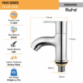 Pavo Pillar Tap Brass Faucet- by Ruhe®