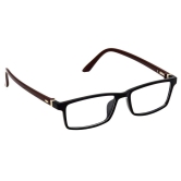 Hrinkar Trending Eyeglasses: Brown and Black Rectangle Optical Spectacle Frame For Men & Women |HFRM-BK-BWN-15