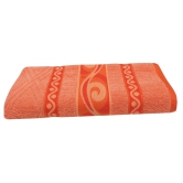 Mandhania Cotton Flora Border Bath Towels (70 x 140 cm, Peach)