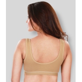 Dermawear Brown Poly Cotton Solid Sports Bra - M