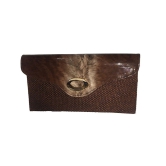 Apnav Brown Jute Clutch With Sling Chain