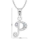 Vighnaharta P Alphabet Rhodium Plated Pendant - [VFJ1124PR]