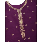 Purple-God Toned Unstitched Woven Design Dress Material