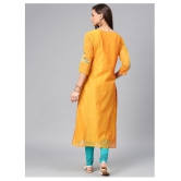 Alena - Yellow Chanderi Womens Flared Kurti - XS