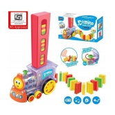 60 Pcs Domino Train Toy Set, Domino Rally Train Model with Lights and Sounds Construction and Stacking Toys