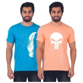 ferocious - Teal Blue Cotton Regular Fit Men's T-Shirt ( Pack of 2 ) - None