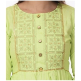 Maquien - Green Rayon Women's Tiered Flared Kurti ( Pack of 1 ) - S