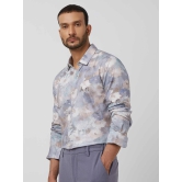 Lilac Floral Print Slim Fit Casual Shirt