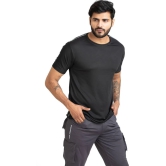 Solid Men Round Neck with Cool Rush Technology Men Solid Round Neck Polyester Black T-Shirt