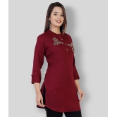 HIGHLIGHT FASHION EXPORT - Red Rayon Women''s Straight Kurti - XL