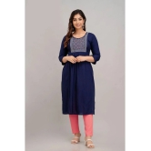 Kapadia - Navy Rayon Womens Straight Kurti ( Pack of 1 ) - None