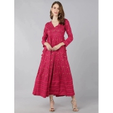 KIPEK - Pink Rayon Womens Anarkali Kurti ( Pack of 1 ) - None