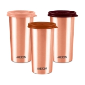 Milton Copper Drinking Water Tumbler with Lid, Set of 3, 480 ml Each, Copper | 100% Leak Proof | Office | Gym | Yoga | Home | Kitchen | Hiking | Treking | Travel Tumbler - Copper