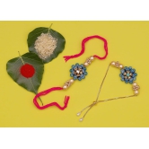 Abhaah Bhaiya bhabhi couple blue Rakhi combo set