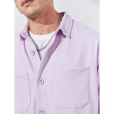 Plain Textured Beige Half Sleeve Shirt-S / Lavender