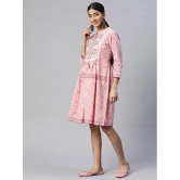 Vbuyz - Pink Cotton Womens A-line Dress ( Pack of 1 ) - None