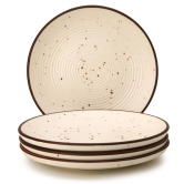 Bodhi House Handcrafted Stoneware Ceramic Quarter Plates, Side, Snacks, Pasta Plates 4 Pieces, Microwave and Dishwasher Safe, Small Plate Set for Dining and Gifting, Set of 4, Beige