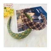 LYKAA Padded & Boho Headbands, Puffy Sponge Thick check printed Vintage Hair Accessories Pack Of 2 - Brown