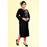 haya fashion - Black Rayon Women's Straight Kurti ( Pack of 1 ) - None