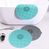 KATHIYAWADI Shower Mats Non Slip Anti Mould 2-in-1 Round Bath Mat & Foot Massager with Drain Holes Suction Cups - Anti-Mould, Antibacterial, Fast Dry(1 PCS)