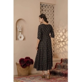 Kapadia Rayon Printed Anarkali Womens Kurti - Black ( Pack of 1 ) - None