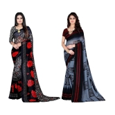 LEELAVATI - Grey Georgette Saree With Blouse Piece ( Pack of 2 ) - Grey