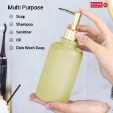 USHA SHRIRAM 400ml Ceramic Soap Dispenser Set, Kitchen Dish Soap Pump, Hand Shower Washing, Pack of 4, Green-USHA SHRIRAM 400ml Ceramic Soap Dispenser Set for Kitchen Sink, Hand Shower, Lotion, D