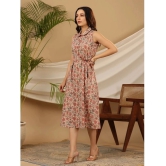 Juniper Cotton Printed Midi Womens A-line Dress - Peach ( Pack of 1 ) - None