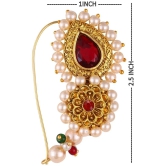 VIVASTRI Cubic Zirconia Gold-plated Plated Alloy Nathiya - Red