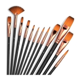 ECLET Craft Painting Brushes Set of 12 Professional Round Pointed Tip Nylon Hair Artist Acrylic Paint Brush for Acrylic/Watercolor/Oil Painting